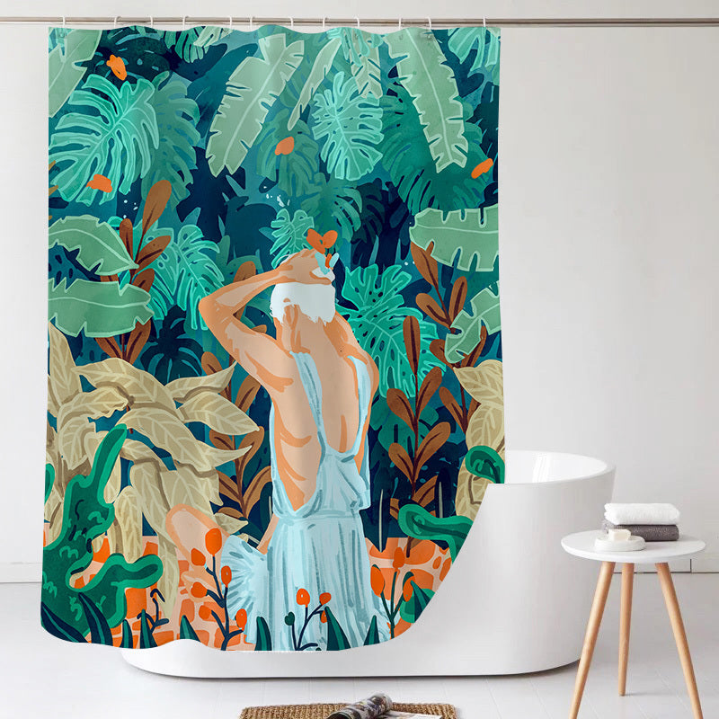 Waterproof Bathroom Curtain Partition Curtain Without Perforation Nordic Hanging Curtain