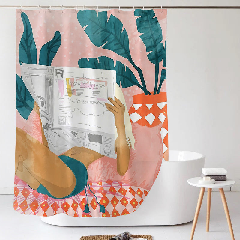 Waterproof Bathroom Curtain Partition Curtain Without Perforation Nordic Hanging Curtain