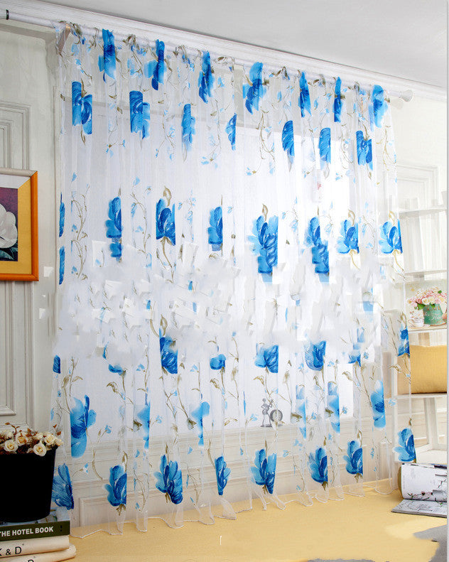 Curtain Curtain Gauze Ink Big Flower Partition