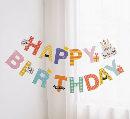 Happy Birthday Pull Flag Party Supplies Decoration Photo Props Scene Layout