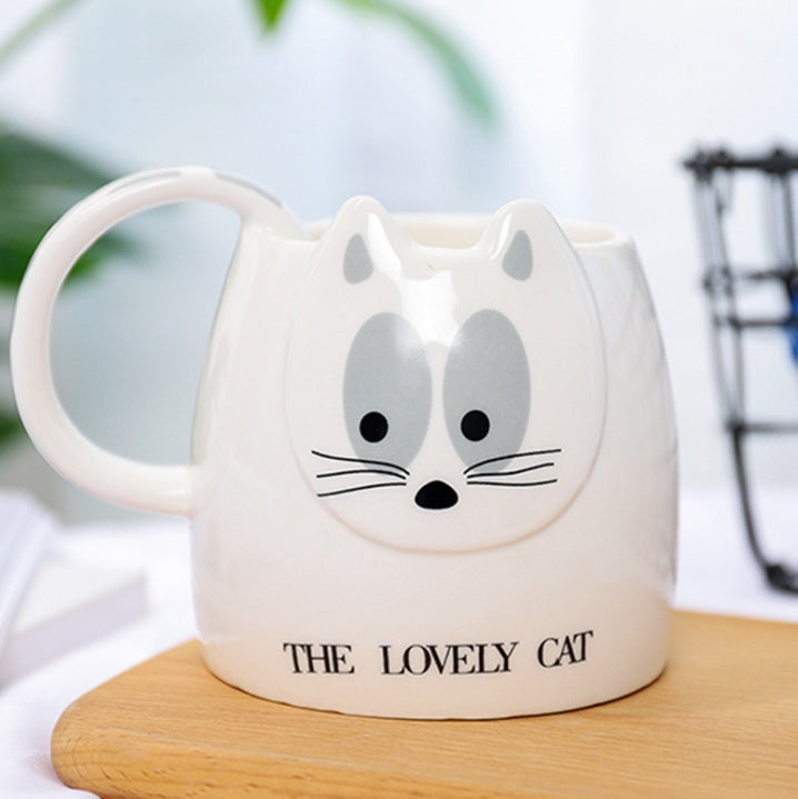 400ml Korean cute cat head cups, ceramic cups for close friends, school office cups Coffee Mug Cup Teapot tea set Glasses