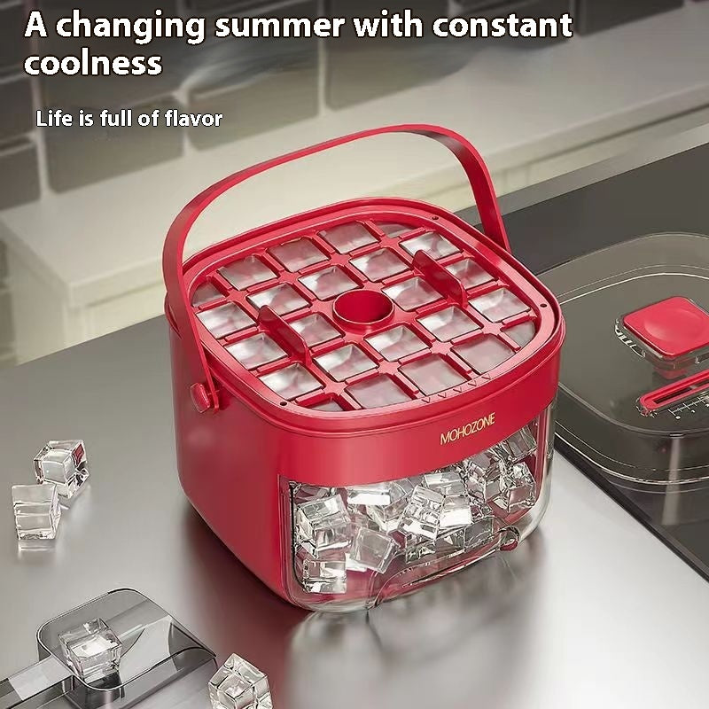 Press-type Convenient Outdoor Portable Ice Tray Large Capacity Ice Bucket 48 Extra-Large Ice Maker Food Grade Plastic Storage Tray Essential Kitchen Gadget