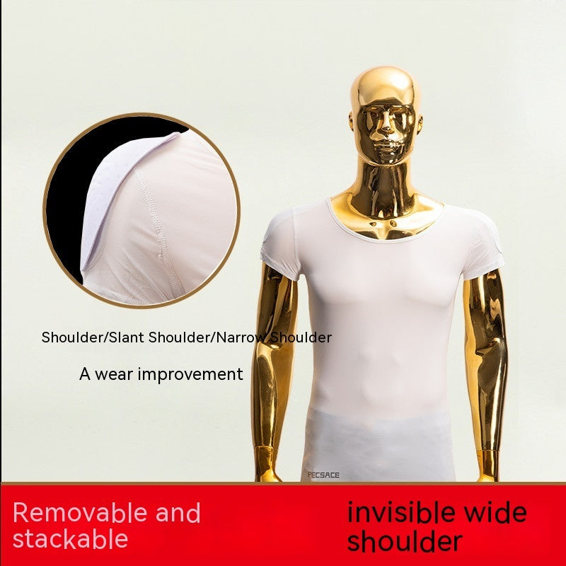 Men's Invisible Shoulder Pad Fake Chest T-shirt