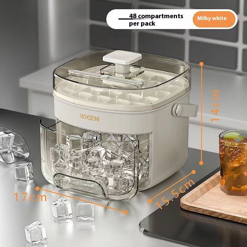 Press-type Convenient Outdoor Portable Ice Tray Large Capacity Ice Bucket 48 Extra-Large Ice Maker Food Grade Plastic Storage Tray Essential Kitchen Gadget