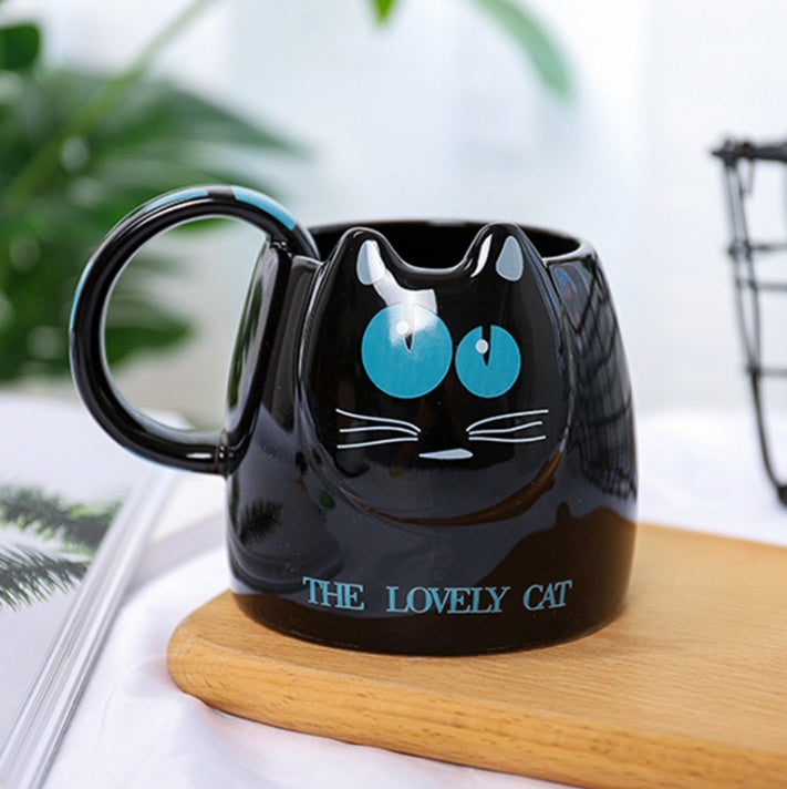 400ml Korean cute cat head cups, ceramic cups for close friends, school office cups Coffee Mug Cup Teapot tea set Glasses