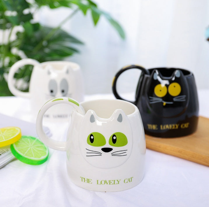 400ml Korean cute cat head cups, ceramic cups for close friends, school office cups Coffee Mug Cup Teapot tea set Glasses