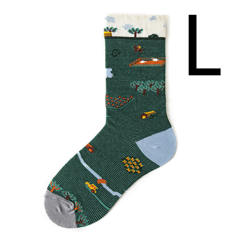Cotton Adult Stockings Mens Retro Trendy Socks