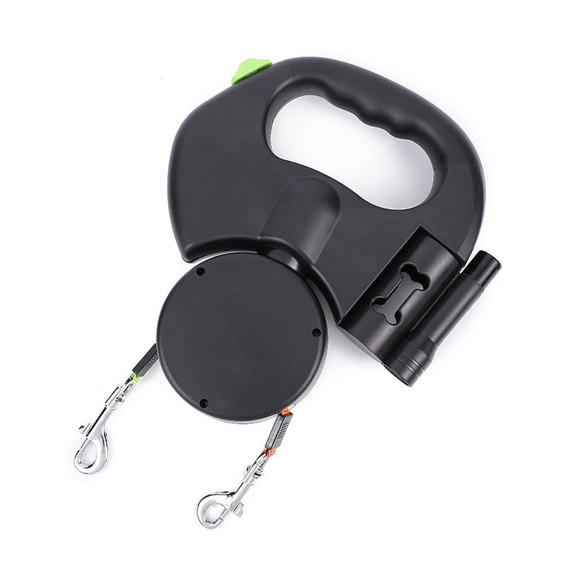 Retractable Dog Leash For Small Dogs Reflective Dual Pet Leash Lead 360 Swivel No Double Dog Walking Leash With Lights Pet Products AuraRitmo