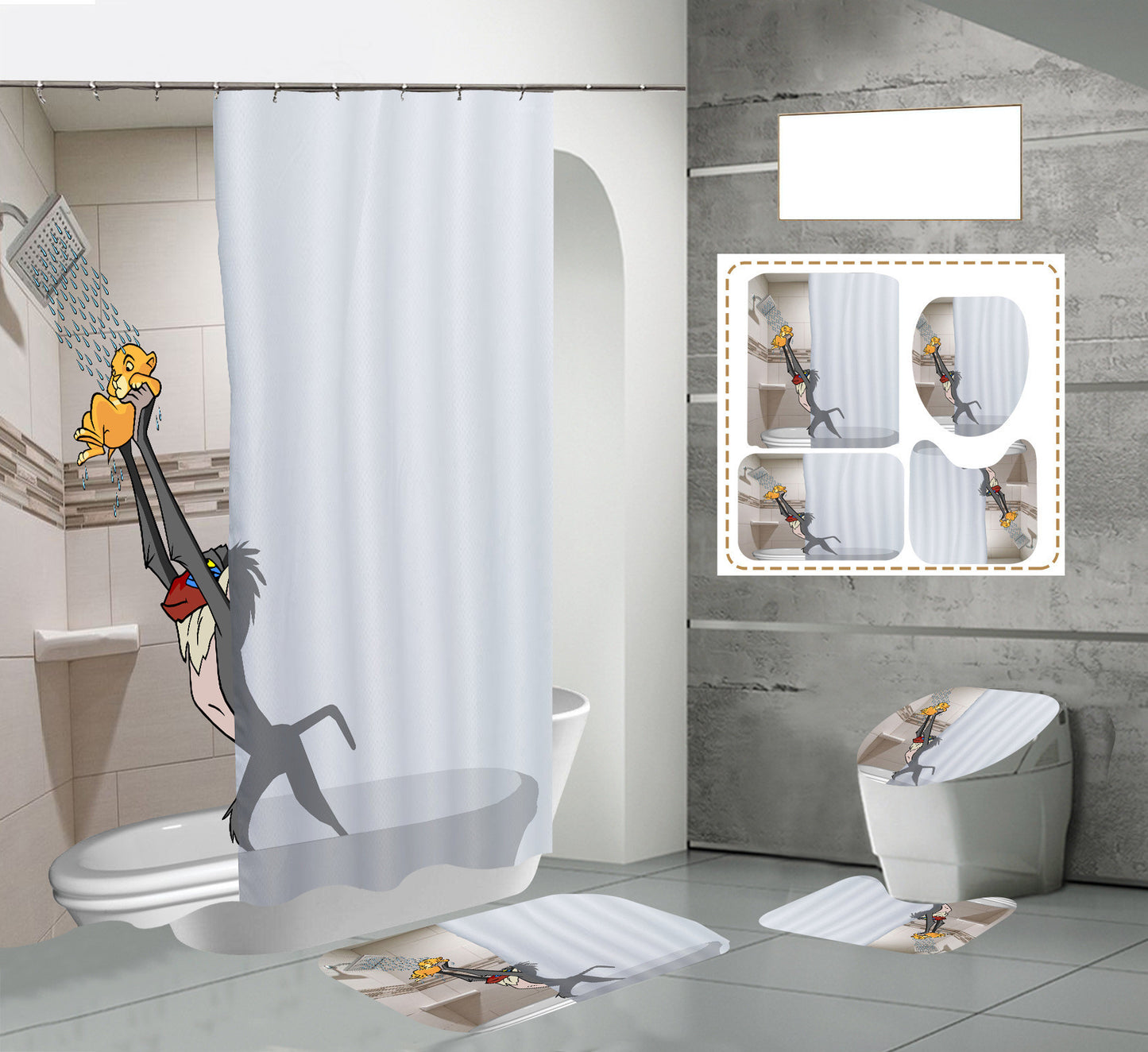 Digital Printing Waterproof Bath Curtain Polyester Bath Curtain