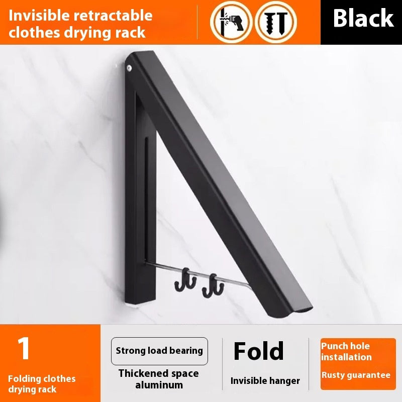 Punch-free Space Aluminum Foldable Invisible Folding Retractable Wall Hanger for Waterproof Hanging Underwear Coat Hanger AuraRitmo