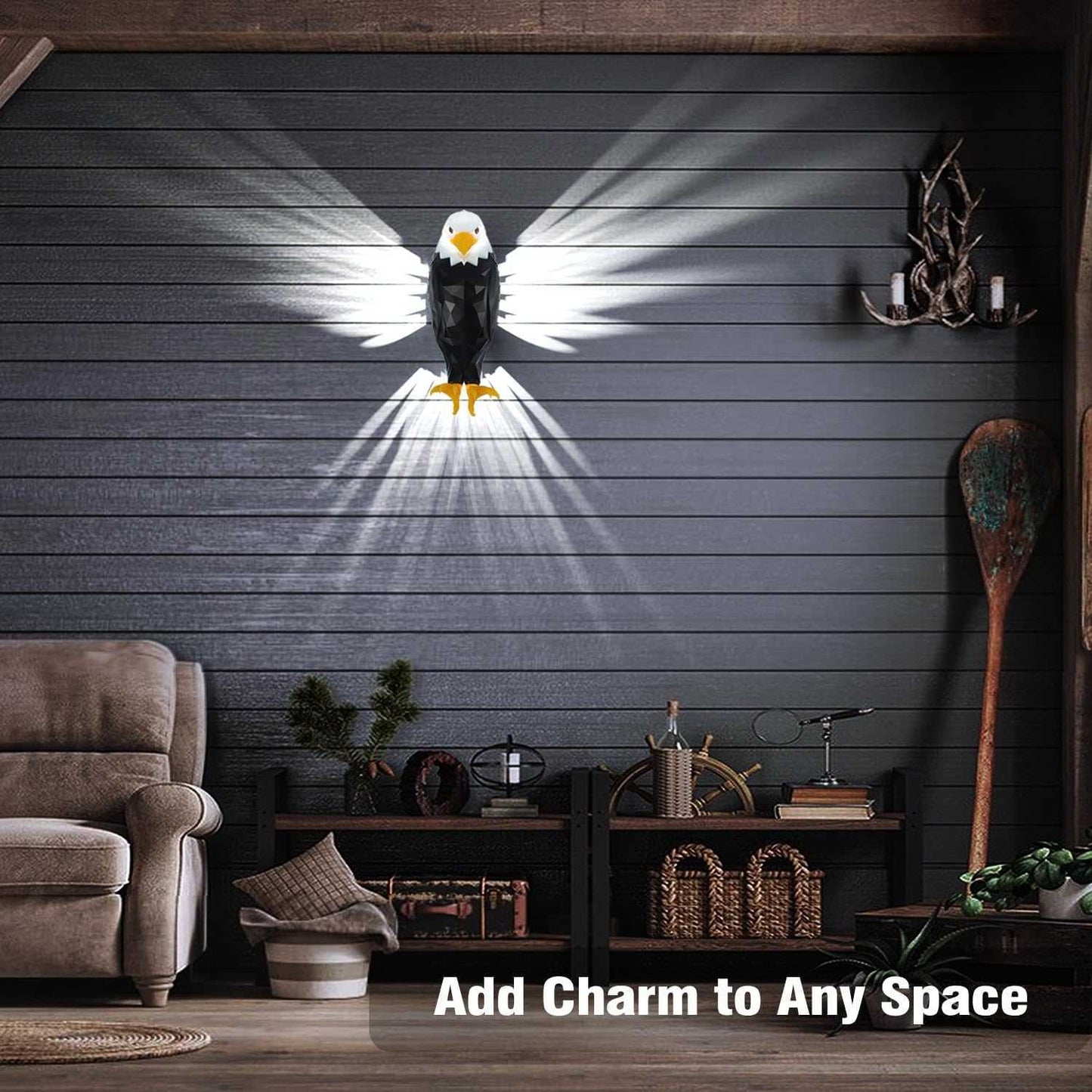 Bald Eagle Wall Light, American Eagle Night Light With Remote Control, Magnetic Wall Mounted Eagle Lamp For Bedroom, Living Room, Hallway, Battery Operated And Removable Charging Eagle Light