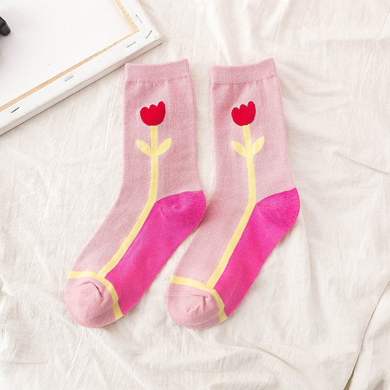 Socks Female Mid-tube Ins Four Seasons Moroccan Wild Socks Tide Socks Street Socks
