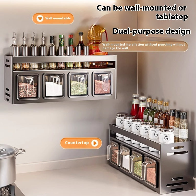 Punch-free Wall-mounted Multi-functional Kitchen Spice Rack AuraRitmo