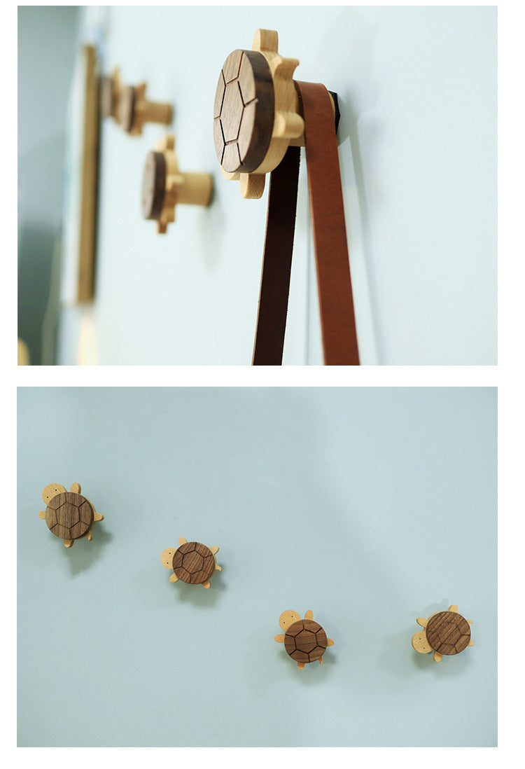 Solid Wood Wall Hanger Punch-free Creative Animal Drawer Handle