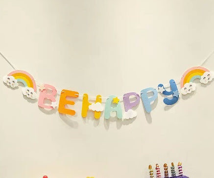 Happy Birthday Pull Flag Party Supplies Decoration Photo Props Scene Layout