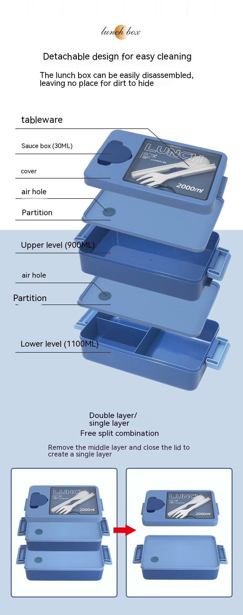 Double Deck Insulated Lunch Box Soup Cups Suit