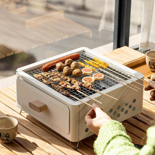 Square Barbecue Oven Outdoor Courtyard Oven Charcoal Charcoal Barbecue Grill AuraRitmo