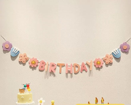 Happy Birthday Pull Flag Party Supplies Decoration Photo Props Scene Layout