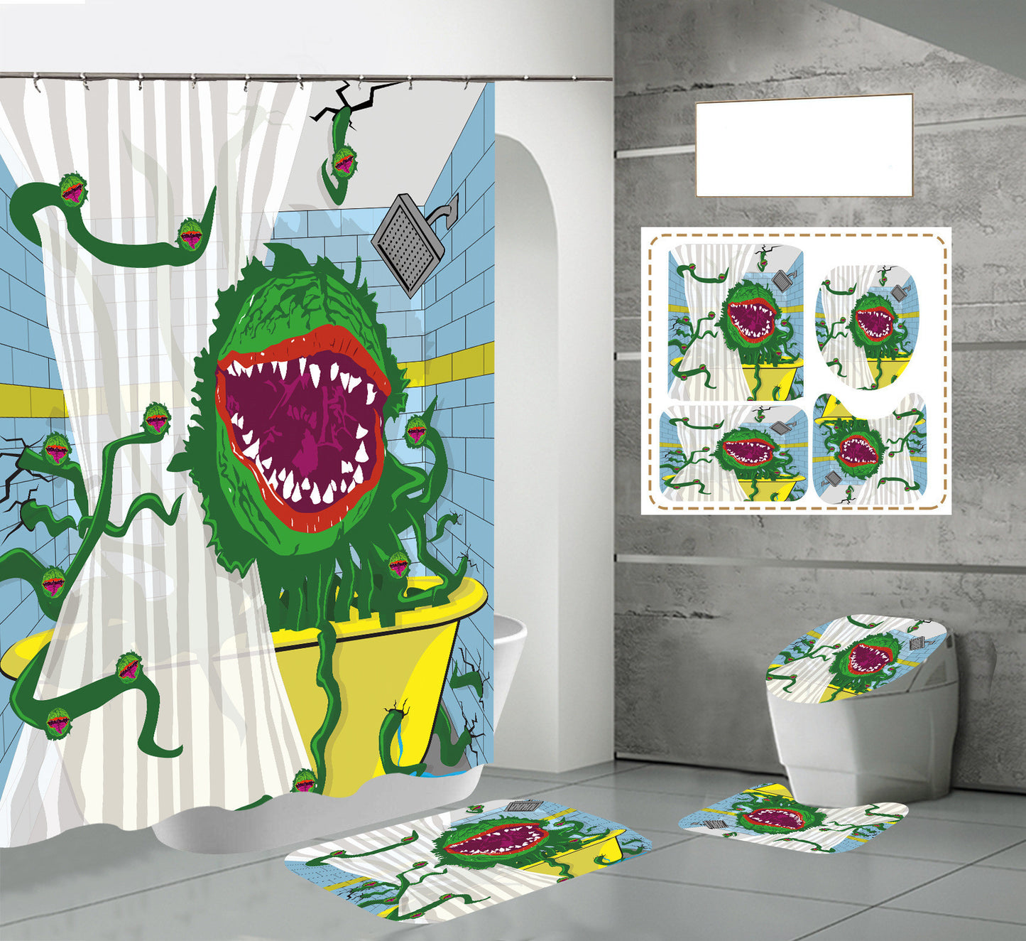 Digital Printing Waterproof Bath Curtain Polyester Bath Curtain