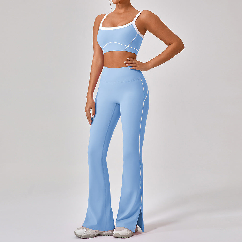 Outdoor Sports Yoga Suits Women's Spaghetti Strap Contrast Color Fitness Set Outfits AuraRitmo
