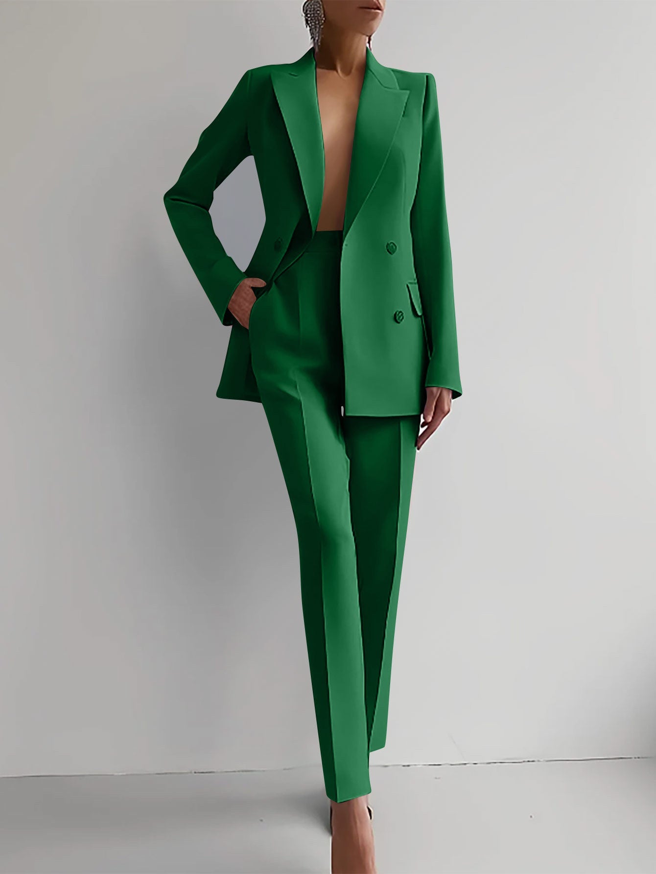 Casual Suits Fashion Long Sleeve Single-breasted Jacket Top And Slim Fit Trousers Women's Business Suits AuraRitmo
