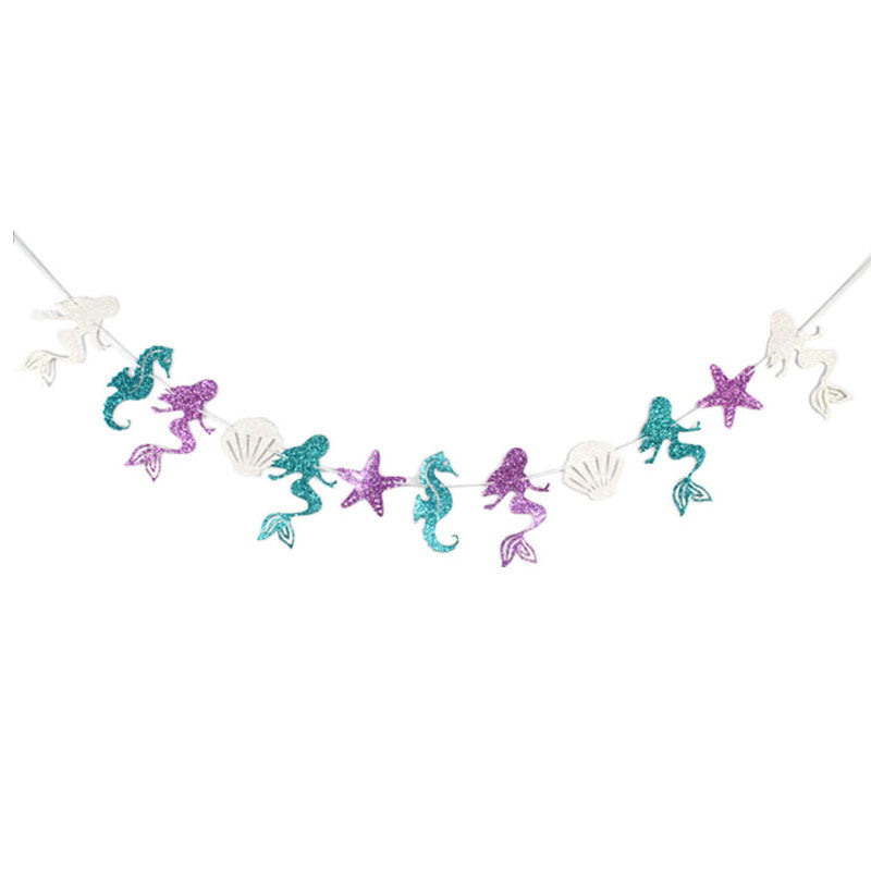 Mermaid Theme Birthday Decoration Party Supplies Children\'s Party Decorations Dessert Cake Cards