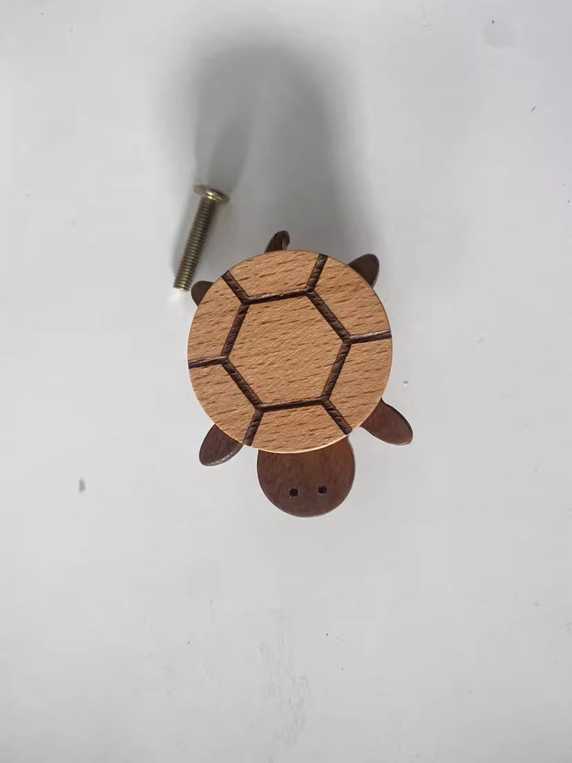 Solid Wood Wall Hanger Punch-free Creative Animal Drawer Handle