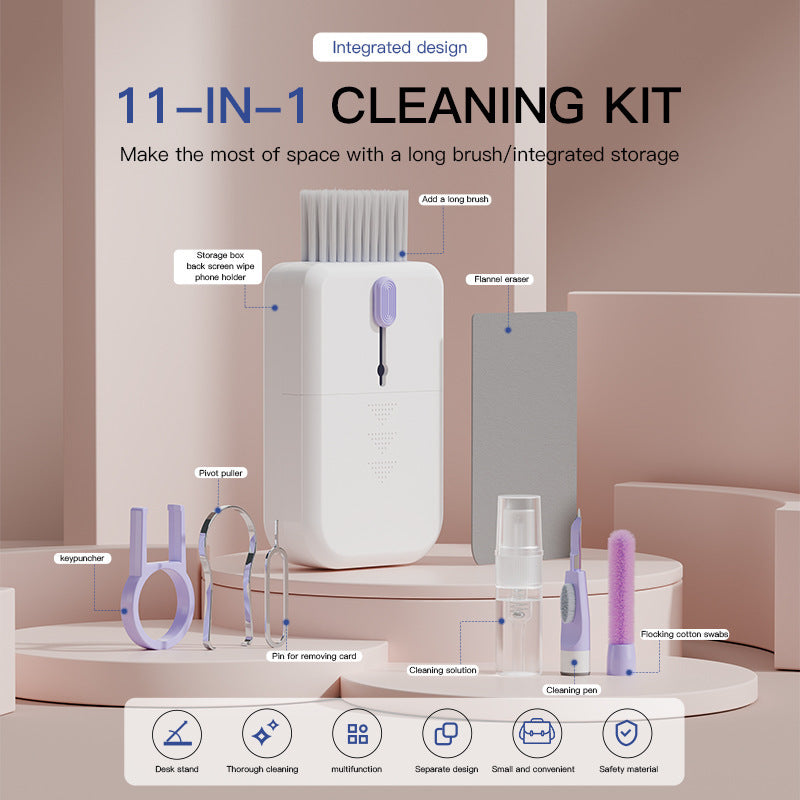 Portable 11 In 1 Multifunctional Cleaning Kit, Computer Keyboard Cleaner, Phone Screen Cleaner Tools, Earphone Clean Brush With Storage Box