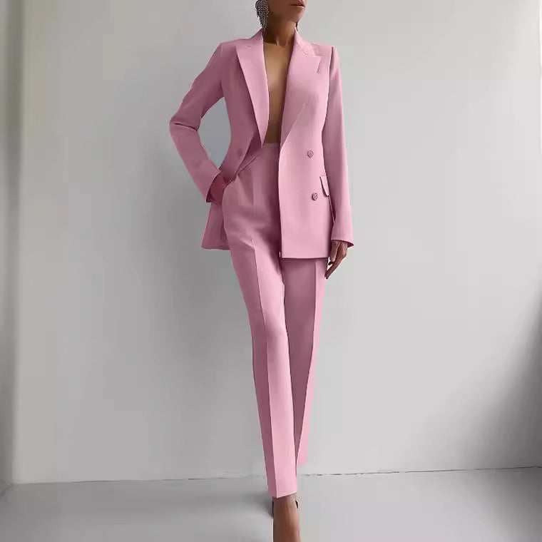 Casual Suits Fashion Long Sleeve Single-breasted Jacket Top And Slim Fit Trousers Women's Business Suits AuraRitmo
