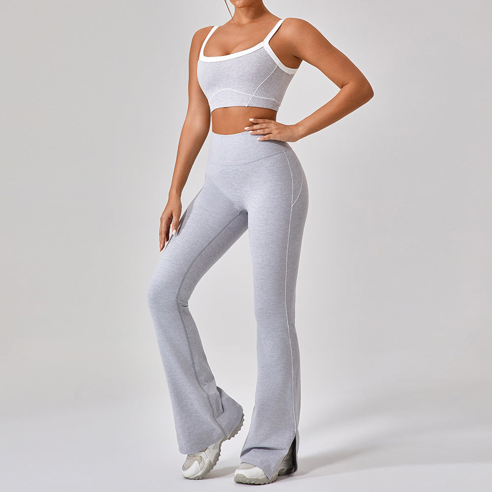 Outdoor Sports Yoga Suits Women's Spaghetti Strap Contrast Color Fitness Set Outfits AuraRitmo