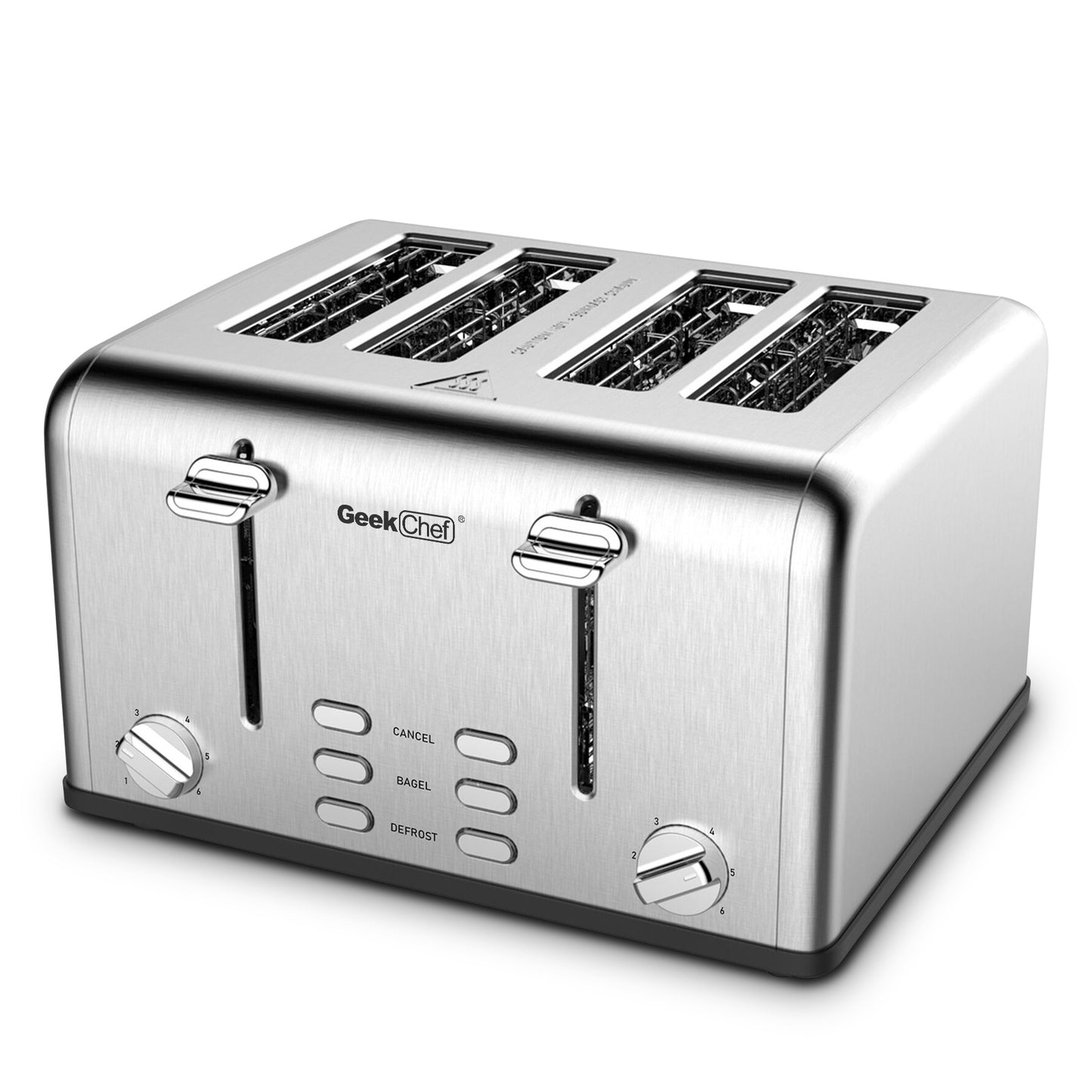 Toaster 4 Slice, Geek Chef Stainless Steel Extra-Wide Slot Toaster With Dual Control Panels Of Bagel,Defrost,Cancel Function