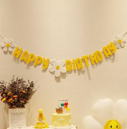 Happy Birthday Pull Flag Party Supplies Decoration Photo Props Scene Layout