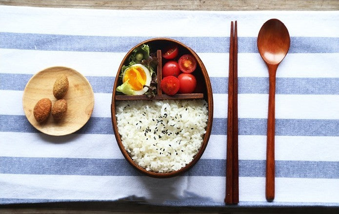 Round Brown Wooden Bento Box