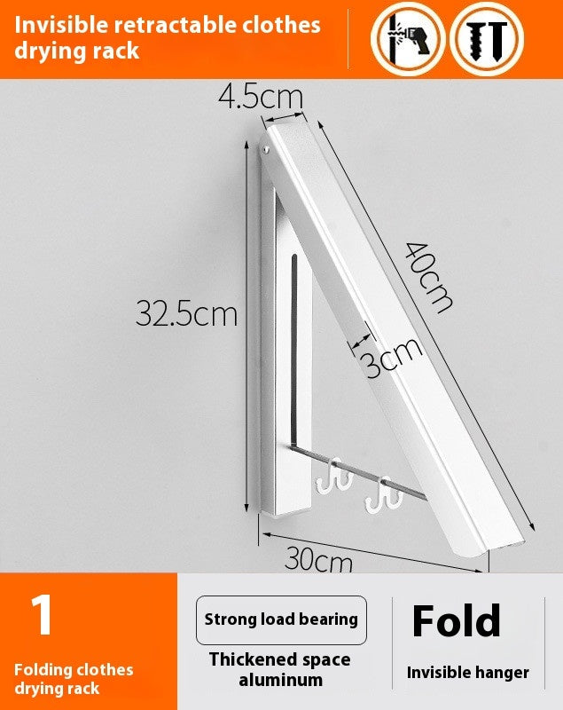 Punch-free Space Aluminum Foldable Invisible Folding Retractable Wall Hanger for Waterproof Hanging Underwear Coat Hanger AuraRitmo