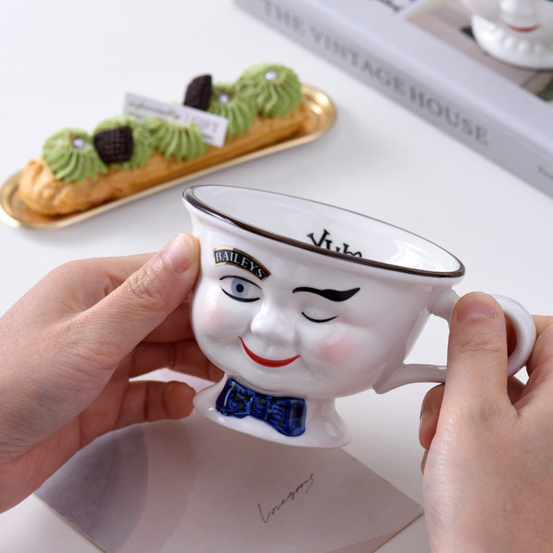 Creative Retro Face Bow Couple's Cups
