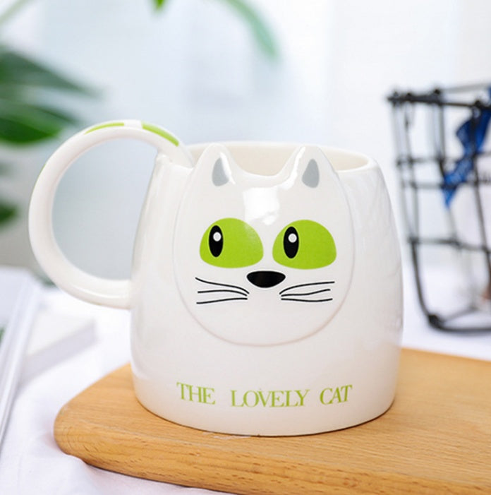 400ml Korean cute cat head cups, ceramic cups for close friends, school office cups Coffee Mug Cup Teapot tea set Glasses