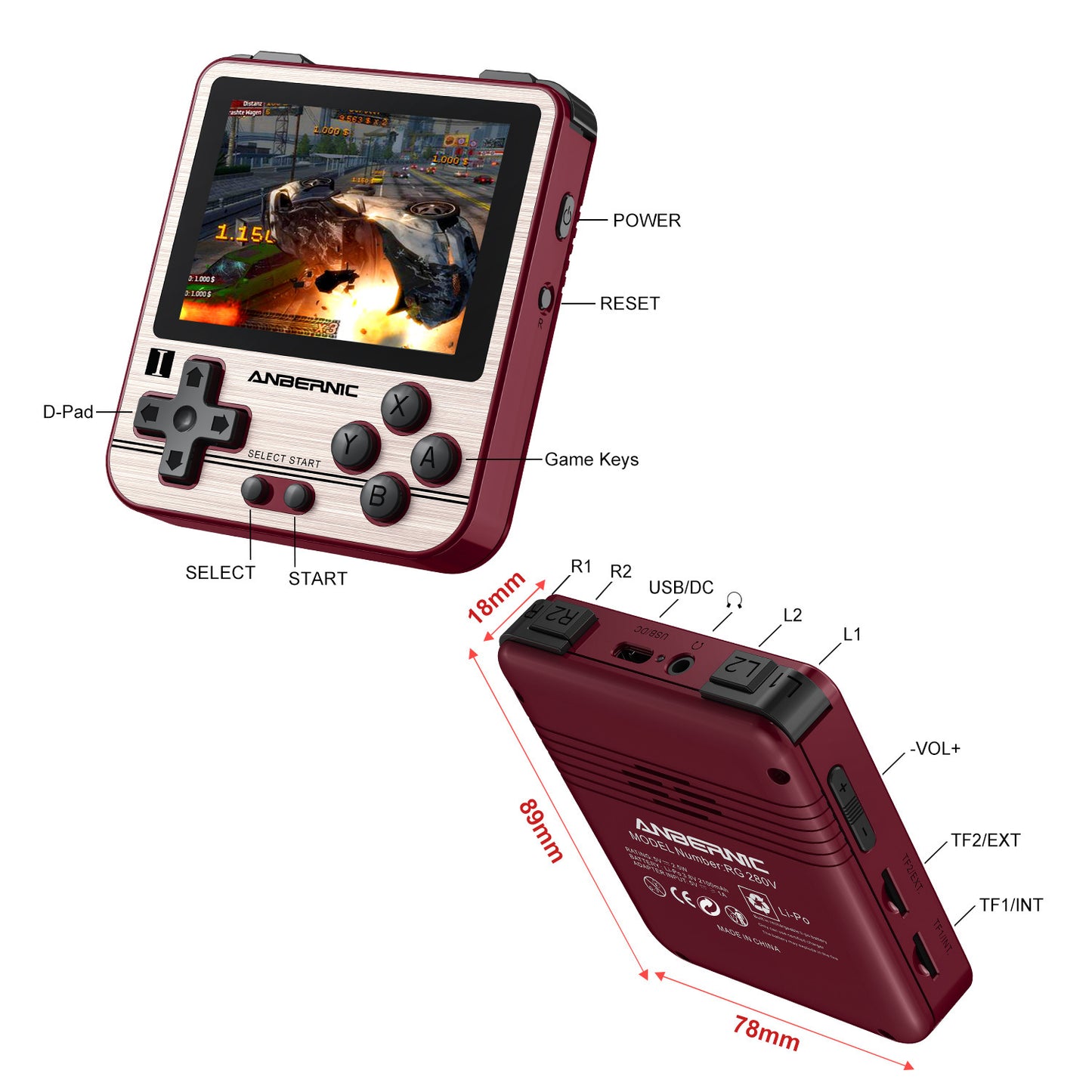RG280V Handheld Game Console Special Package 128G Game Card