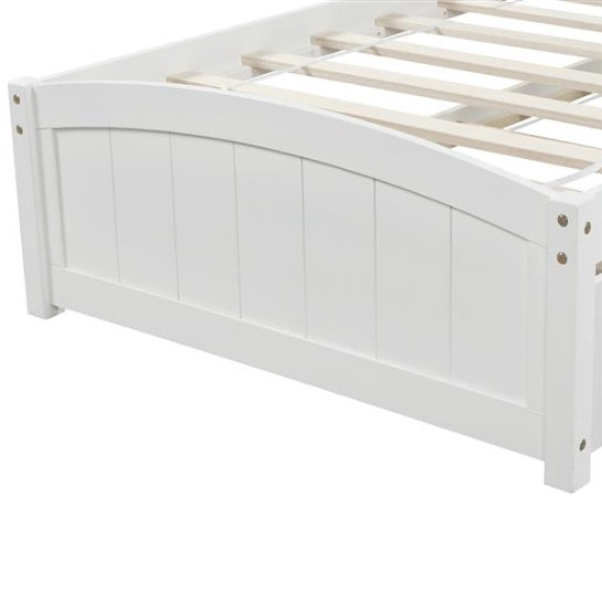 Double Platform Bed With Wheels, White
