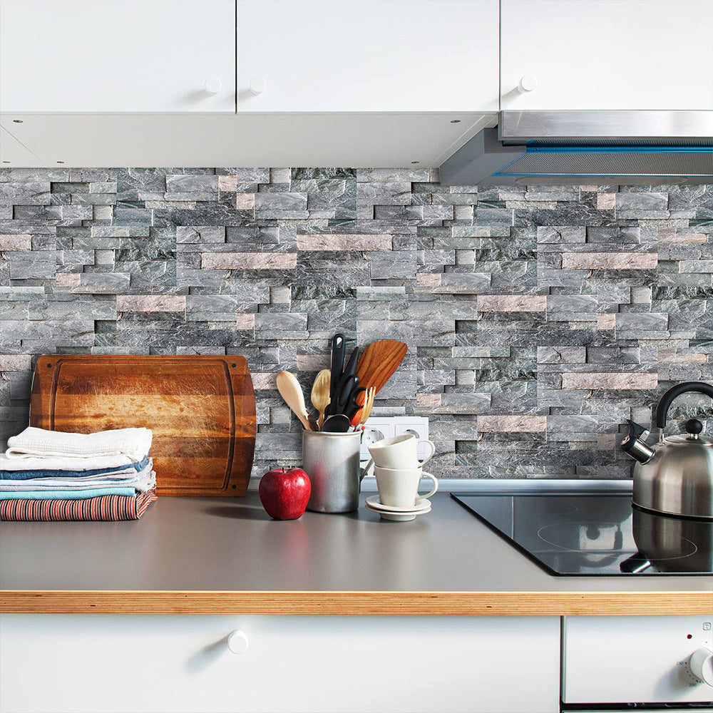 Dining Room Wall Decorative Sticker Black And Gray Imitation Wall Tile Stickers Tile Sticker Floor Stickers Self-adhesive