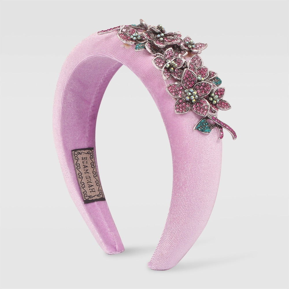 Sponge Hair Band Women Gold Velvet Diamond Accessories