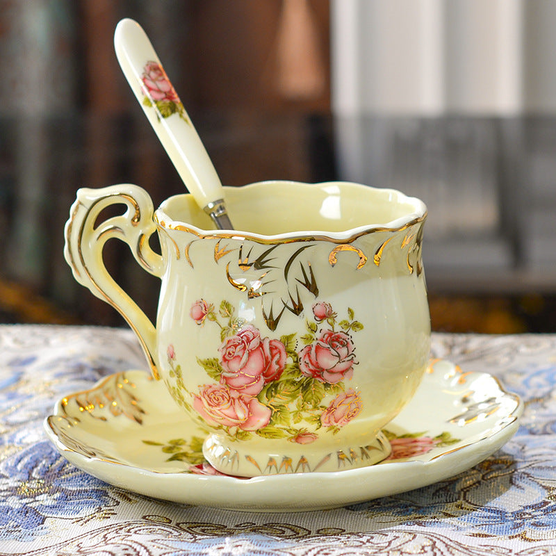Afternoon Tea With Spoon Gift Ceramic Coffee Cup Set