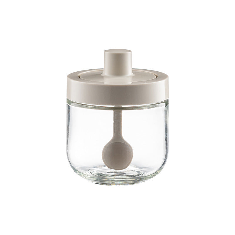 Household Kitchen Glass Spoon Cover Integrated Seasoning Jar