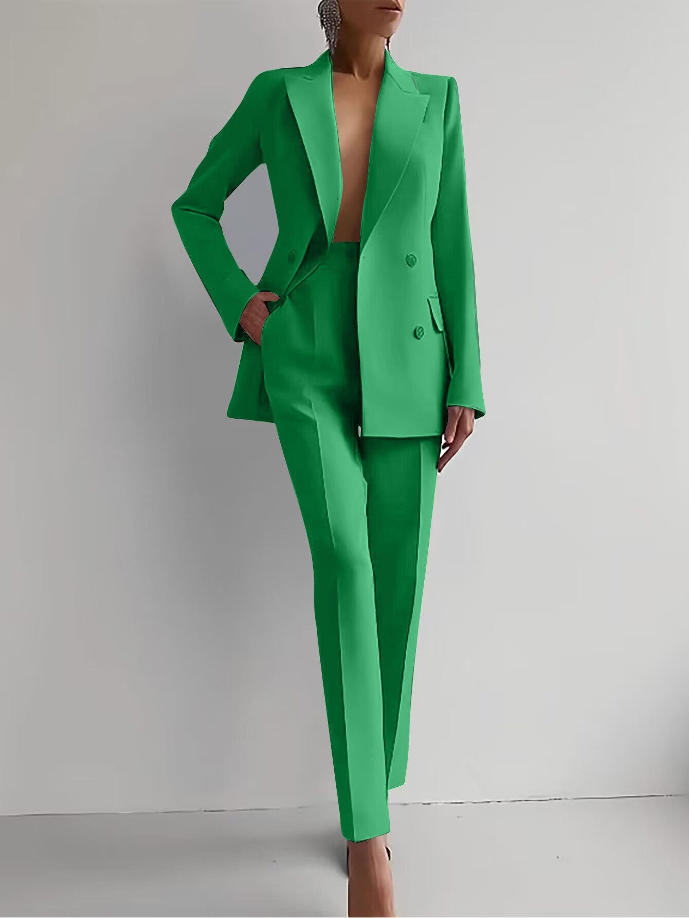 Casual Suits Fashion Long Sleeve Single-breasted Jacket Top And Slim Fit Trousers Women's Business Suits AuraRitmo