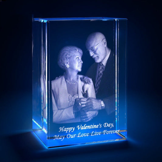 3D Laser Square Crystal Photo Frame With Love Custom Glass Cube AuraRitmo