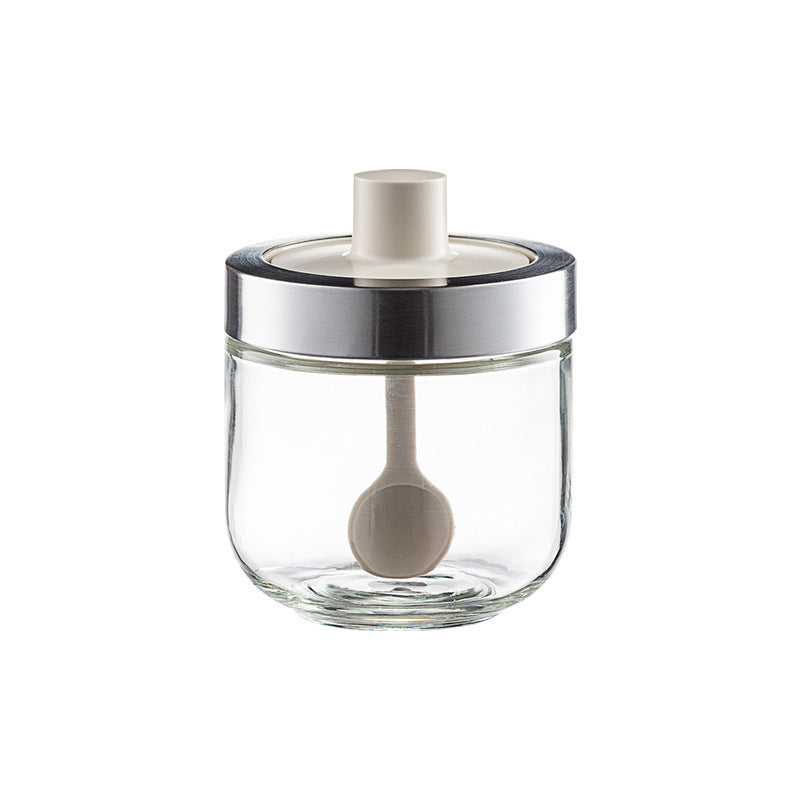 Household Kitchen Glass Spoon Cover Integrated Seasoning Jar