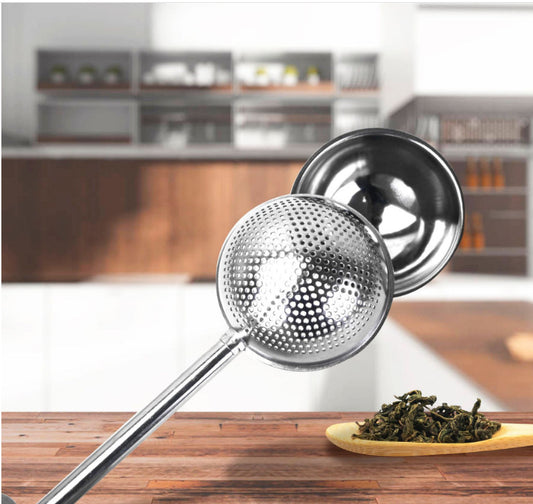 304 Stainless Steel Push Rod Tea Ball, Telescopic Half-Side Powder Spreader, Creative Sugar Sieve