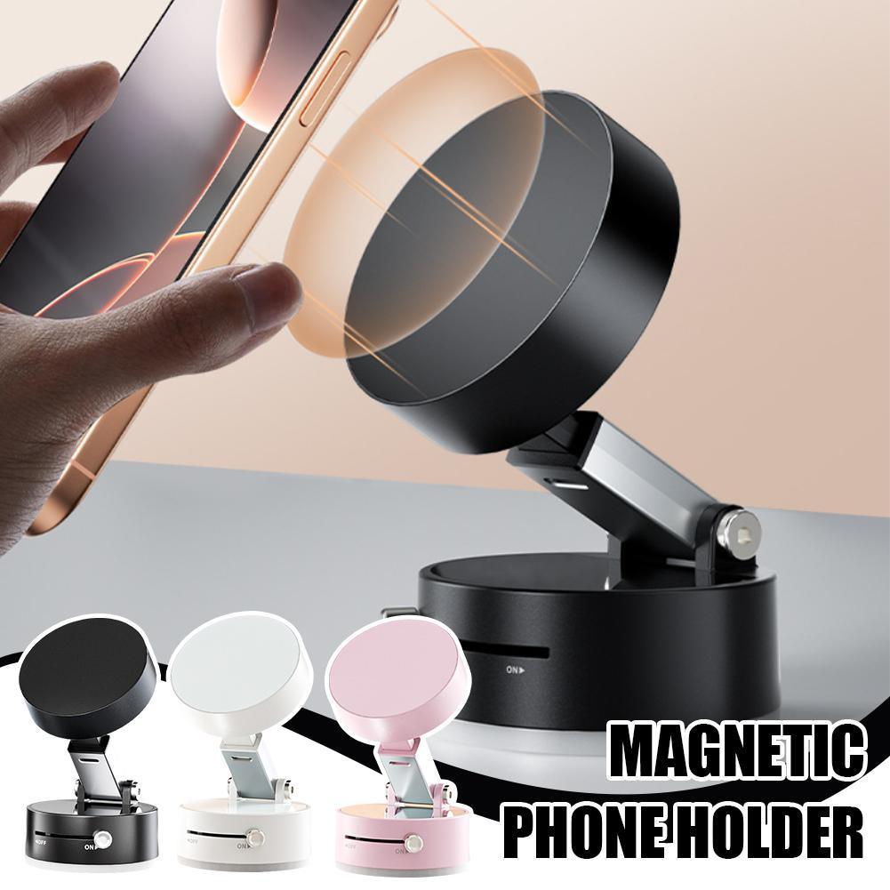Foldable Magnetic Vacuum Car Phone Holder Foldable Suction Cup With Suction Cup Hands-Free Navigation For Smart Phone AuraRitmo