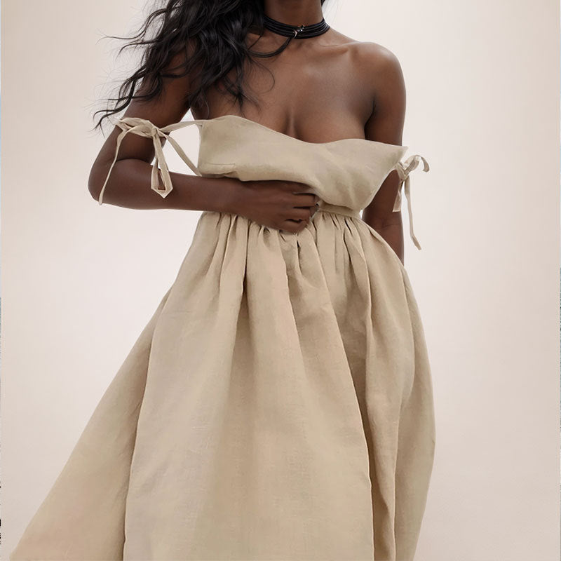 Summer V-neck Suspender Split Dress Fashion Backless High Waist Long Dress For Women Clothing AuraRitmo