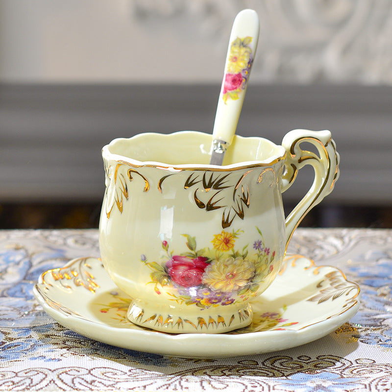 Afternoon Tea With Spoon Gift Ceramic Coffee Cup Set