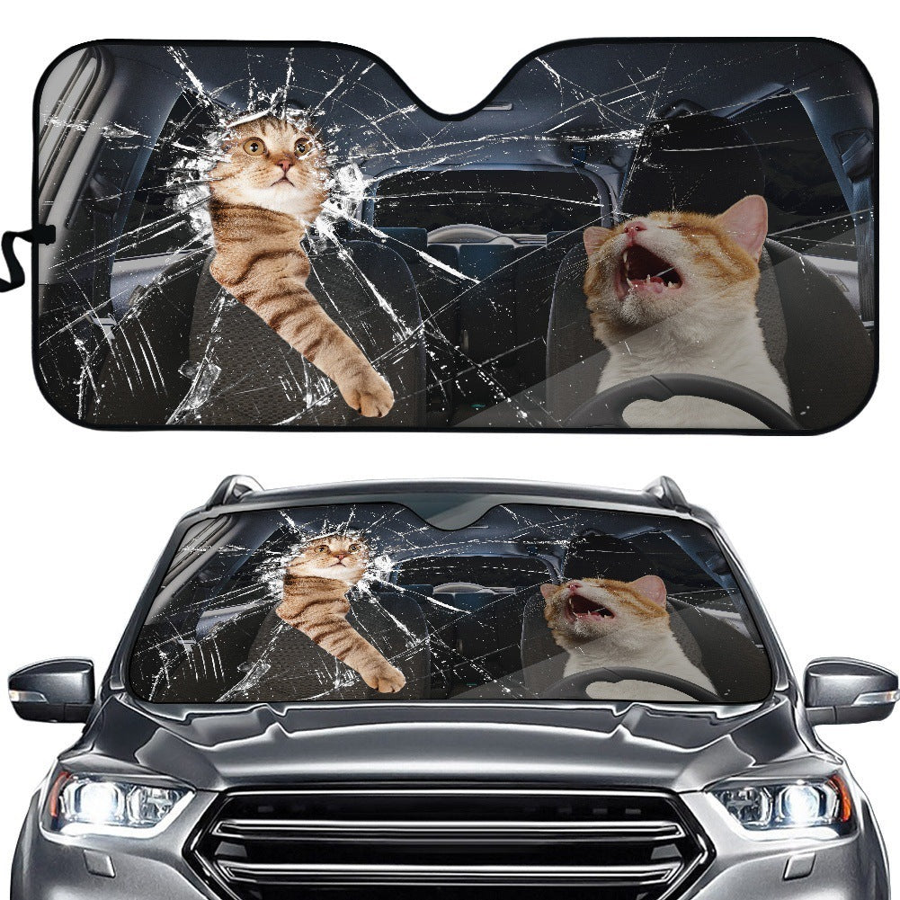 Creative Cute Pet Printing Car Sunscreen And Heat Insulation